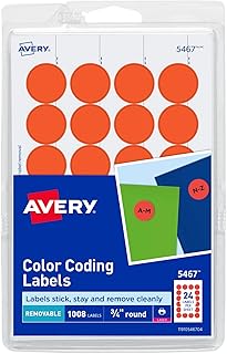 Removable Red-Orange Neon Labels, 0.75 Inch, 1008 Pack