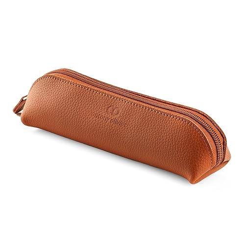 Leather Pencil Case with Zip in Three Colors