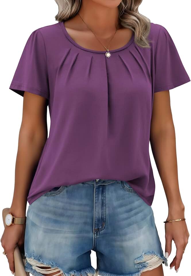 Women's Short Sleeve Floral Summer Tunic Top