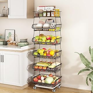 6-Tier Fruit and Vegetable Storage Basket with Wheels