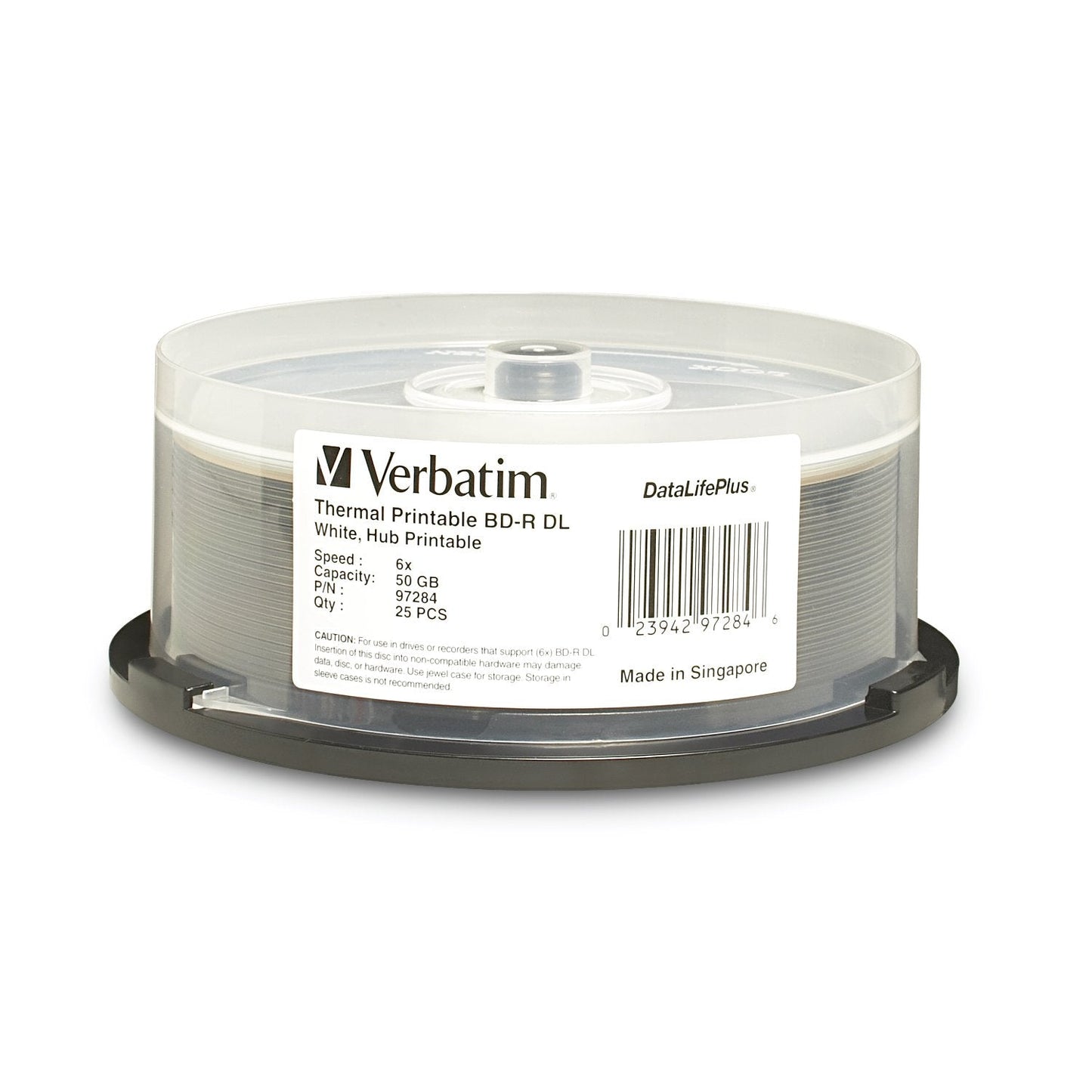 97284 BD-R DL 50GB 6X DataLifePlus White Thermal Printable, Hub Printable - 25pk Spindle