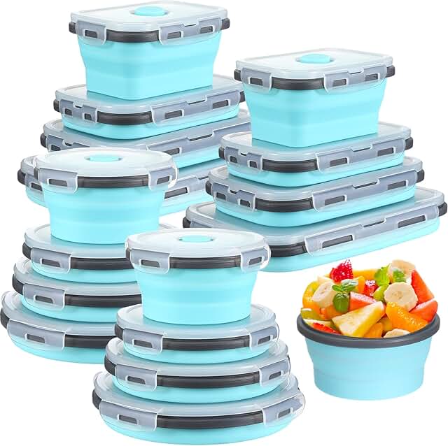 16 Pack Collapsible Food Storage Containers with Lids