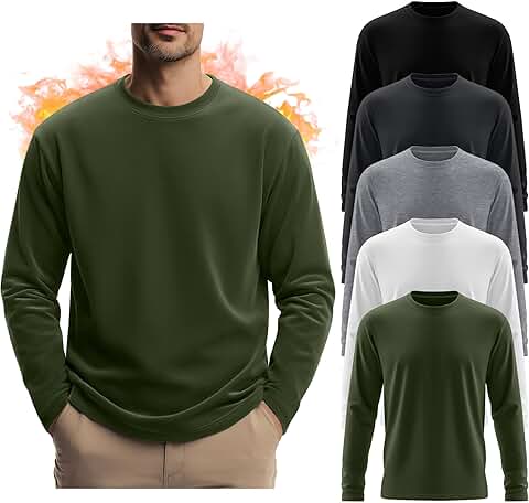 Set of five men's long sleeve thermal fleece shirts
