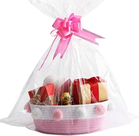 Empty Pink Gift Basket for Baby Shower and Events