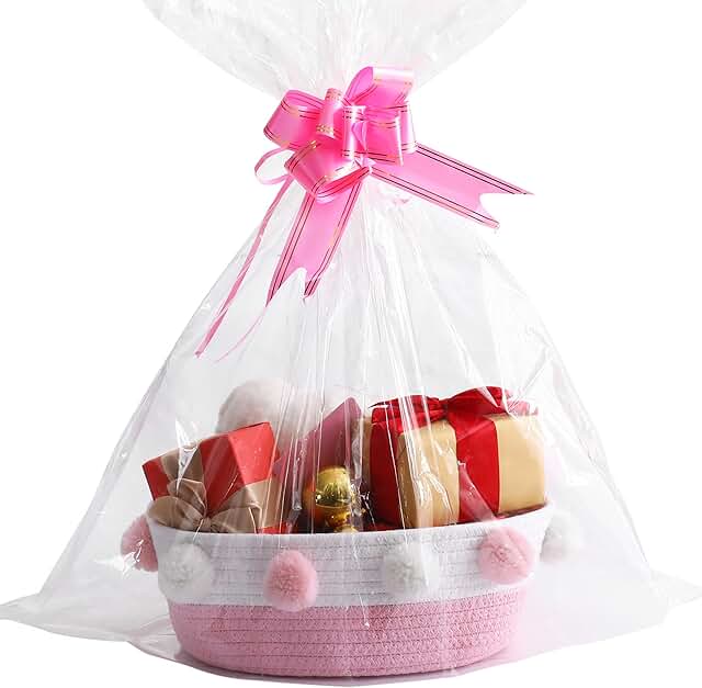 Empty Pink Gift Basket for Baby Shower and Events