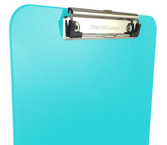 Pack of 6 turquoise letter-size plastic clipboards