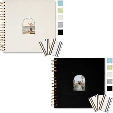 8x8 Inch Linen Scrapbook Album with Arch Window