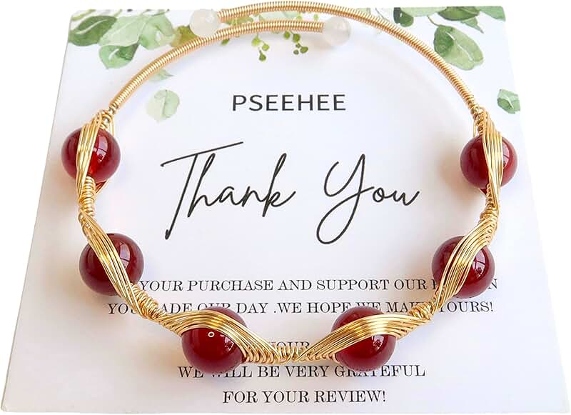 Red Agate Wire Wrapped Adjustable Bangle Bracelet