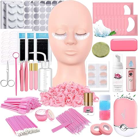 Lash Extension Practice Kit with Mannequin Head and Supplies