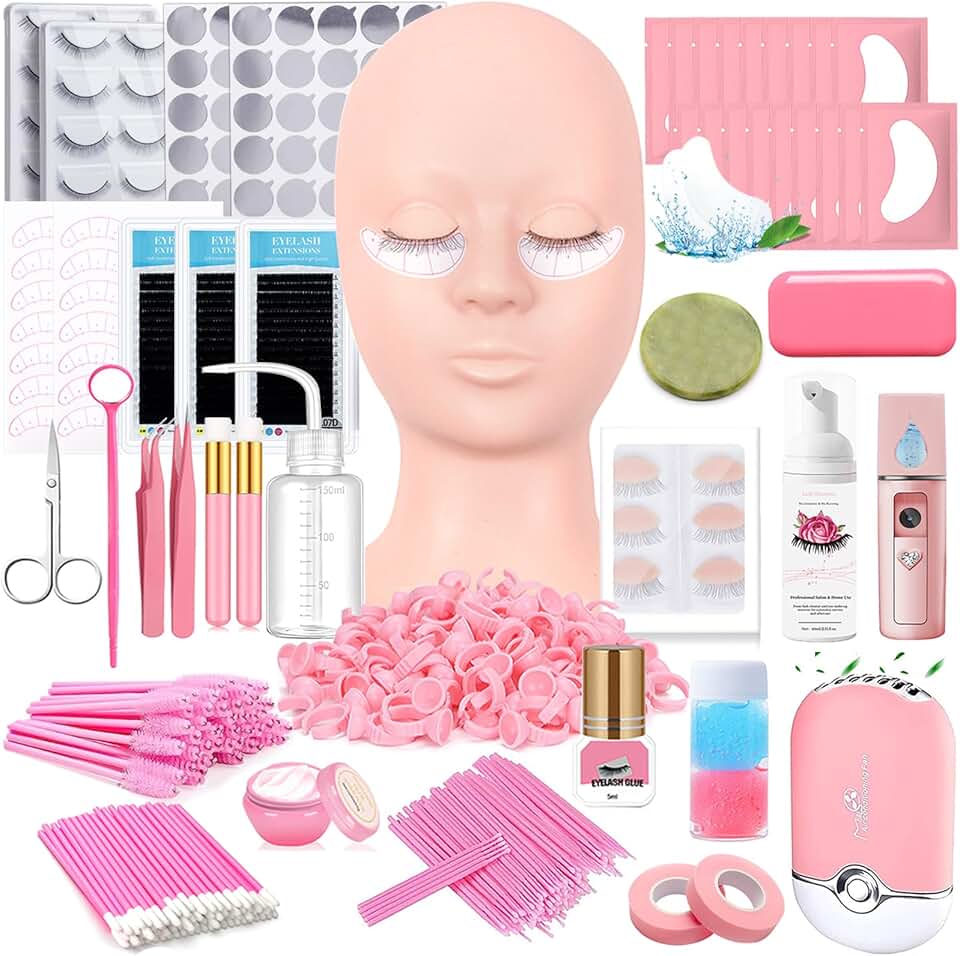 Lash Extension Practice Kit with Mannequin Head and Supplies