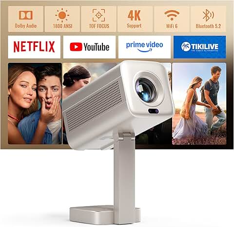Portable 4K WiFi and Bluetooth Mini Projector with Real-Time Focus