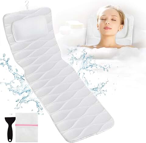 Full Body Bath Pillow with Mesh Bag and Suction Cups