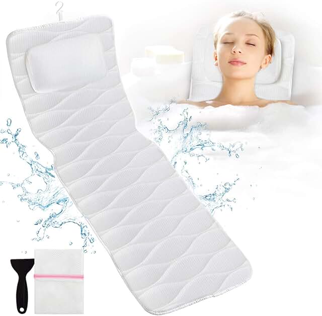 Full Body Bath Pillow with Mesh Bag and Suction Cups