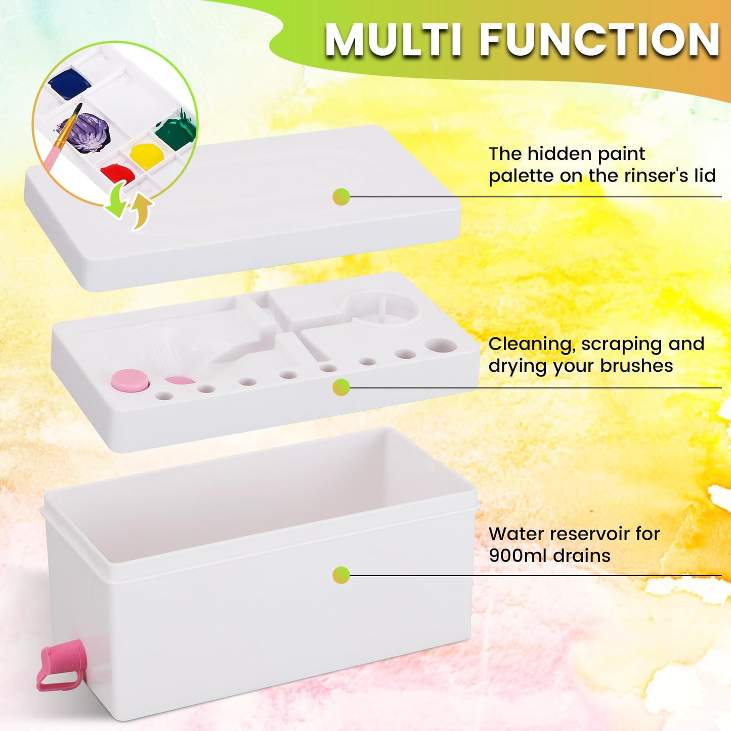 Paint Brush Cleaner and Holder Pink 4-in-1