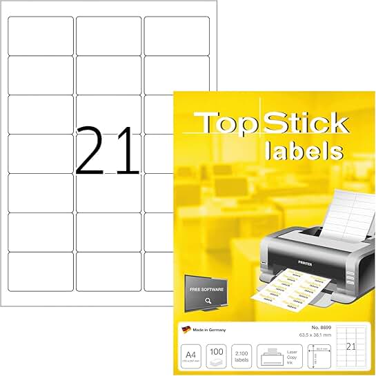 A4 Self-Adhesive Address Labels, 2100 Blank Sheets