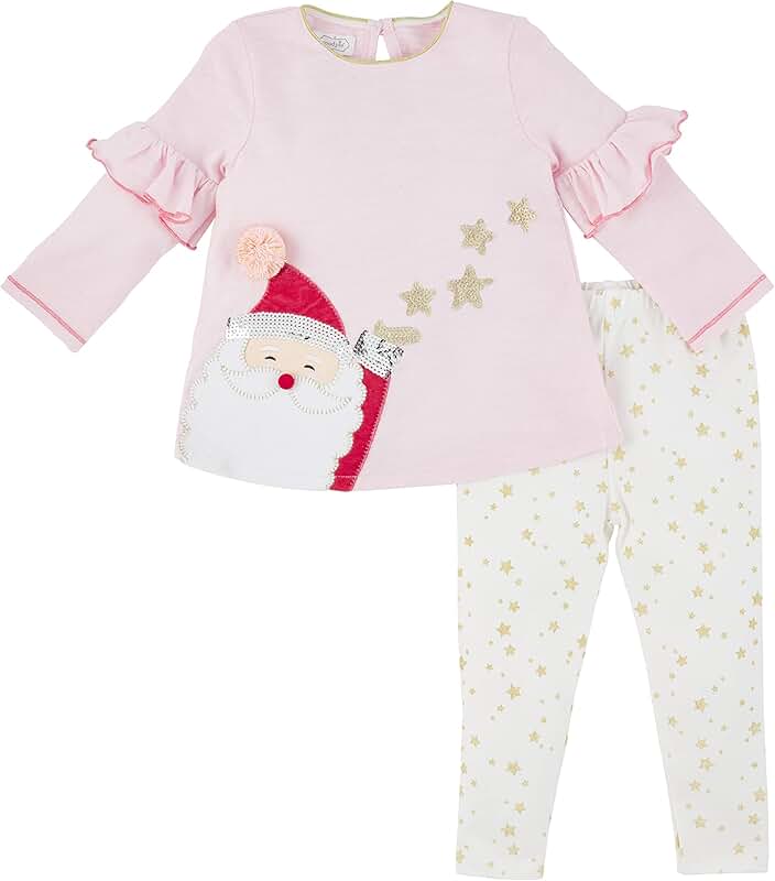 Baby Girl Santa and Stars Christmas Outfit