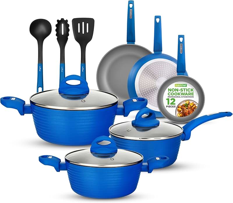 12-Piece Nonstick Cookware Set with Lids and Utensils