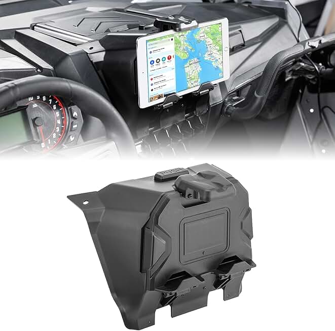 UTV Electronic Device Mount with Storage Box for 5.1-10 Inch Tablet
