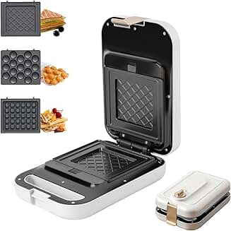 White 3-in-1 Sandwich Maker with Non-Stick Plates