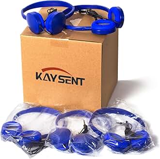 Bulk Pack of 25 Dark Blue Earbuds for School and Travel