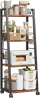4-Tier Mobile Kitchen Storage Cart with Lockable Wheels