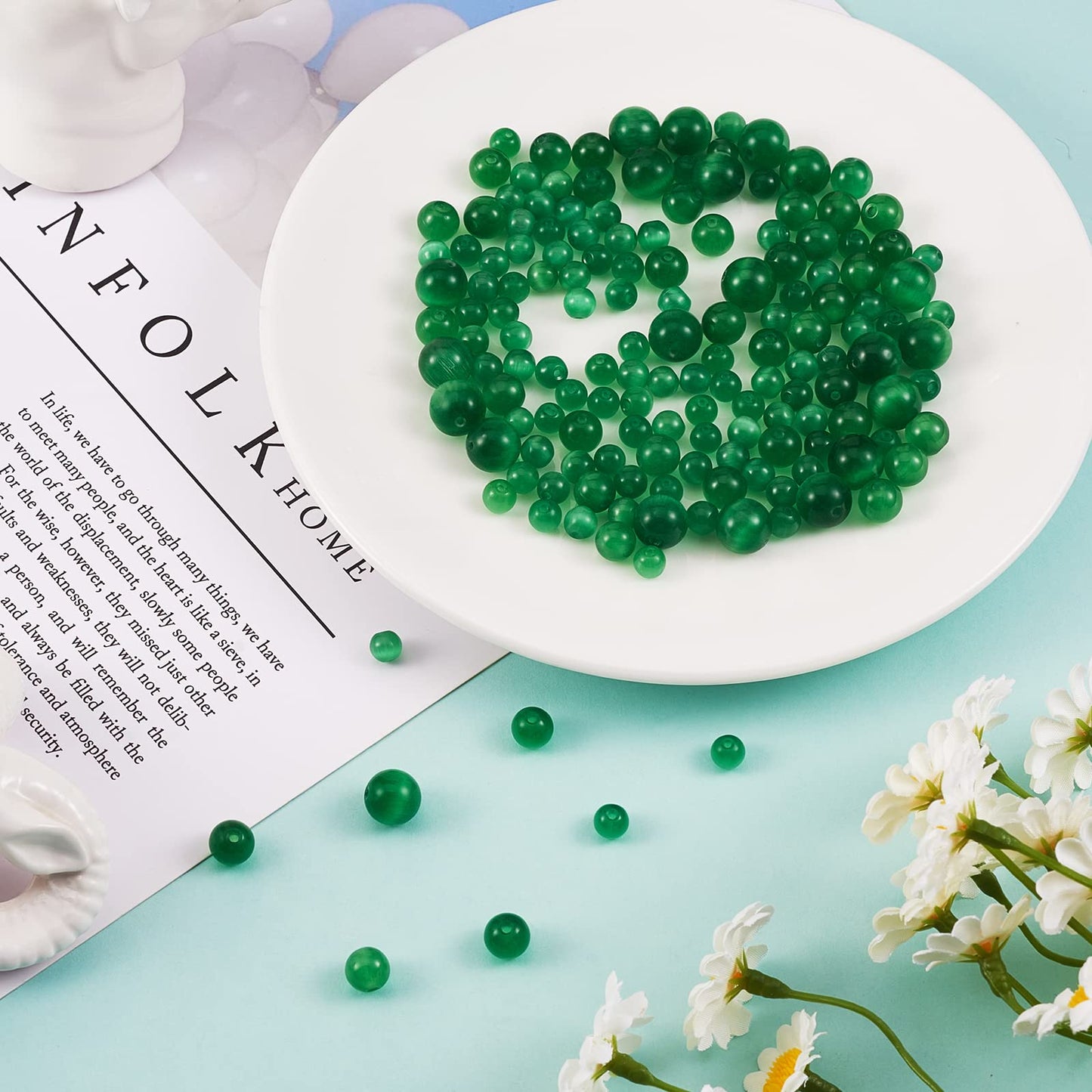 175-Piece Green Cat Beads Jewelry Making Kit