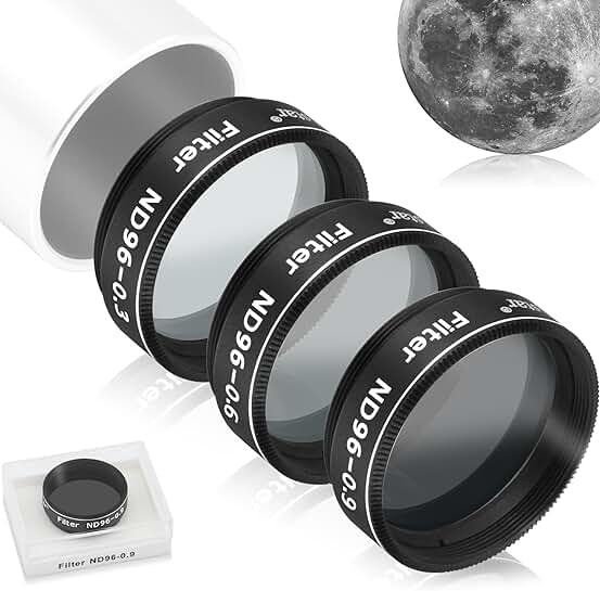 Telescope Moon Filter Kit with 3 Filters for Lunar Details