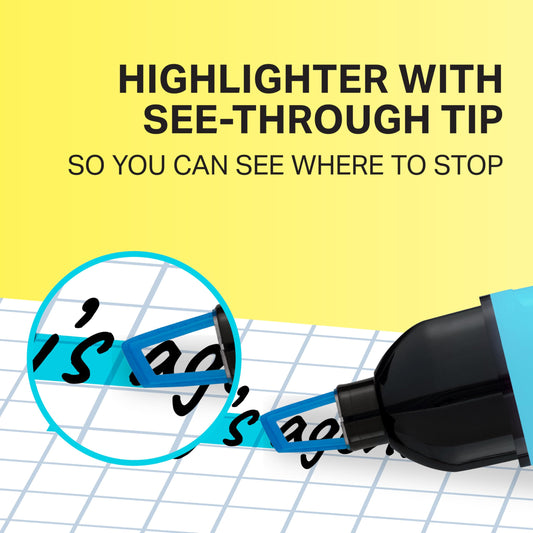 8 Assorted Clear View Highlighters with Chisel Tips