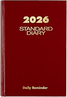2026 Daily Diary, 5-3/4" x 8-1/4", Hardcover, Red