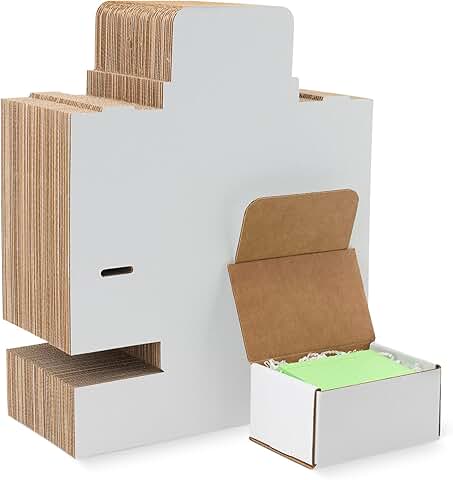 50 White Cardboard Shipping Mailer Boxes, 6x4x3 inches
