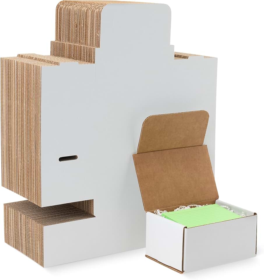 50 White Cardboard Shipping Mailer Boxes, 6x4x3 inches