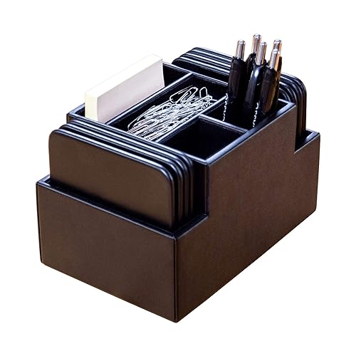 Black Leather Coaster Set with Holder