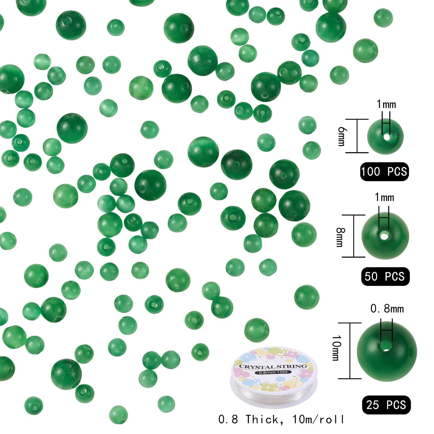 175-Piece Green Cat Beads Jewelry Making Kit