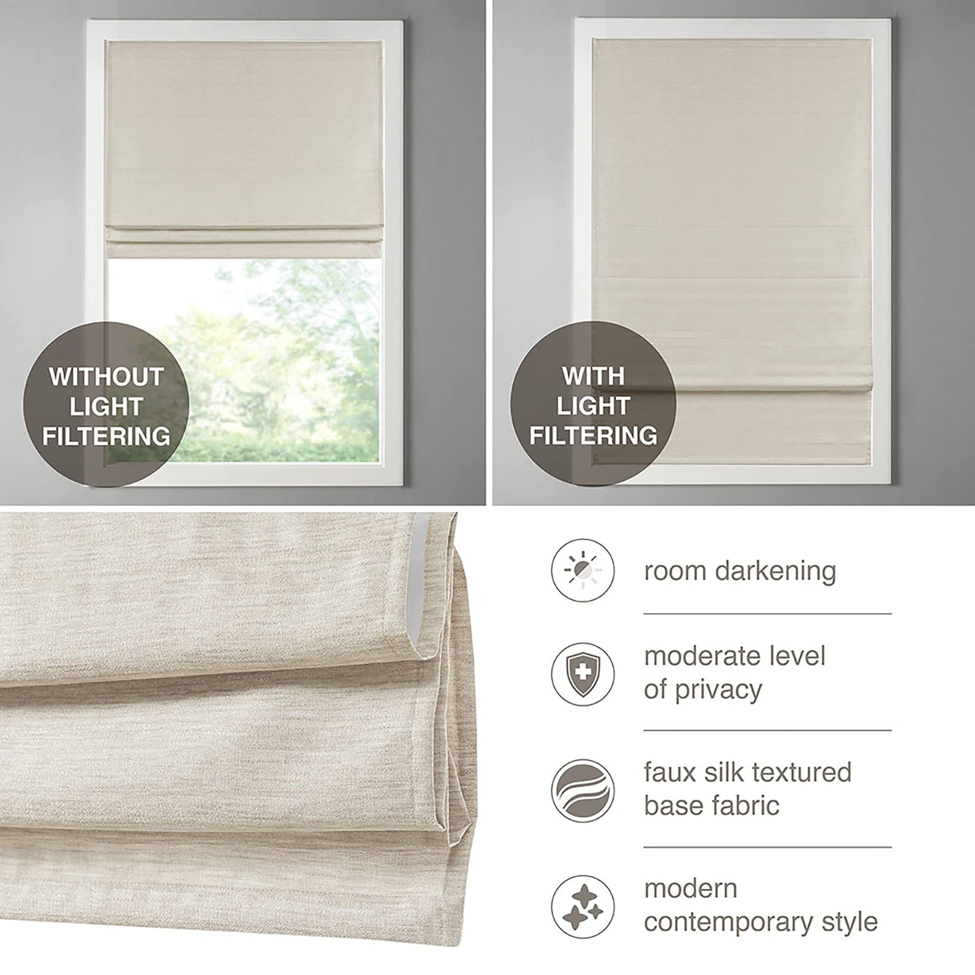 Cordless Roman Shades  Fabric Privacy Single Panel Darkening, Energy Efficient, Thermal Insulated Window Blind Treatment, for Bedroom, Living Room Decor, 35x64, Green