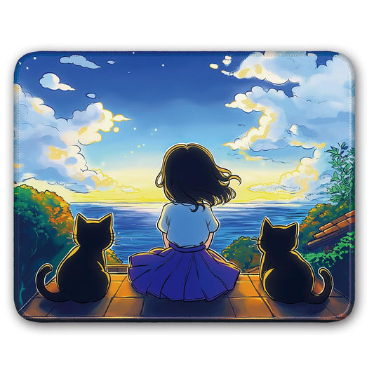 Small non-slip mouse pad with cat pattern, 8x10 inches