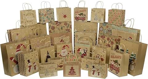 Colorful Christmas Gift Bags in 5 Sizes