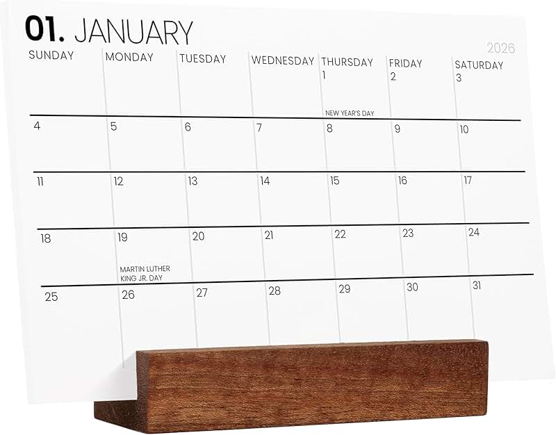 Two-Year Desk Calendar with Wood Stand