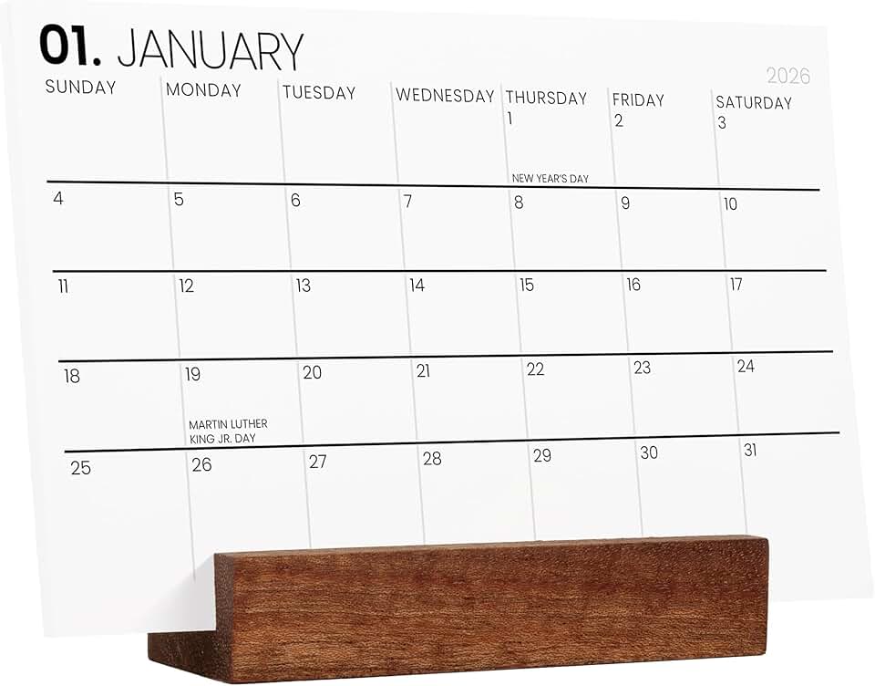 Two-Year Desk Calendar with Wood Stand