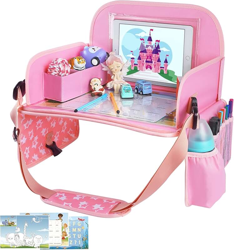 Kids Travel Tray with iPad Holder and Dry Erase Board