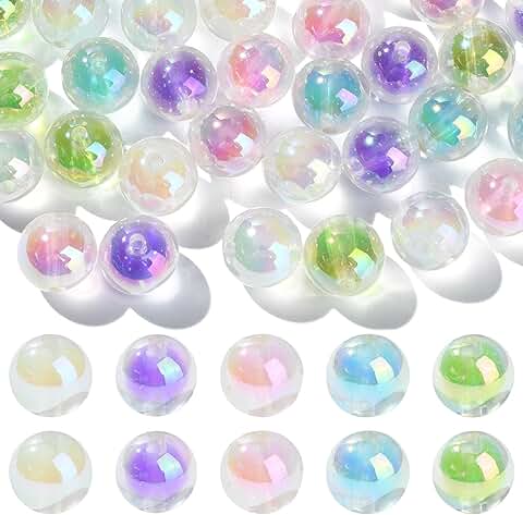 50 Glow-in-the-Dark Round Beads for Jewelry and Crafts