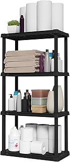 Light Duty Plastic Storage Shelves, 4 Tiers, 200lb Capacity