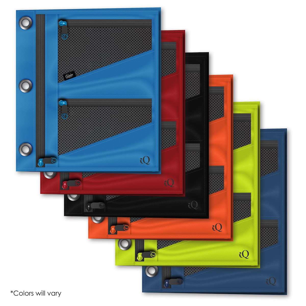 Large expandable pencil pouch with three pockets