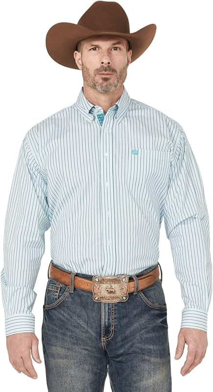 Men's Long Sleeve White Stripe Shirt, Size XL