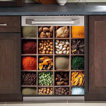 Wooden Spice Lattice Magnetic Dishwasher Door Cover