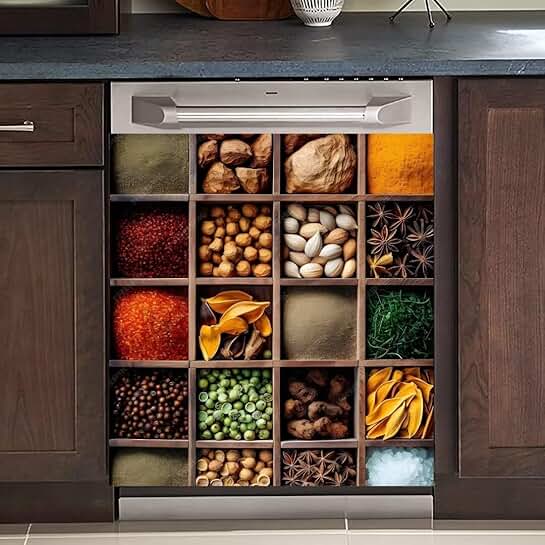 Wooden Spice Lattice Magnetic Dishwasher Door Cover