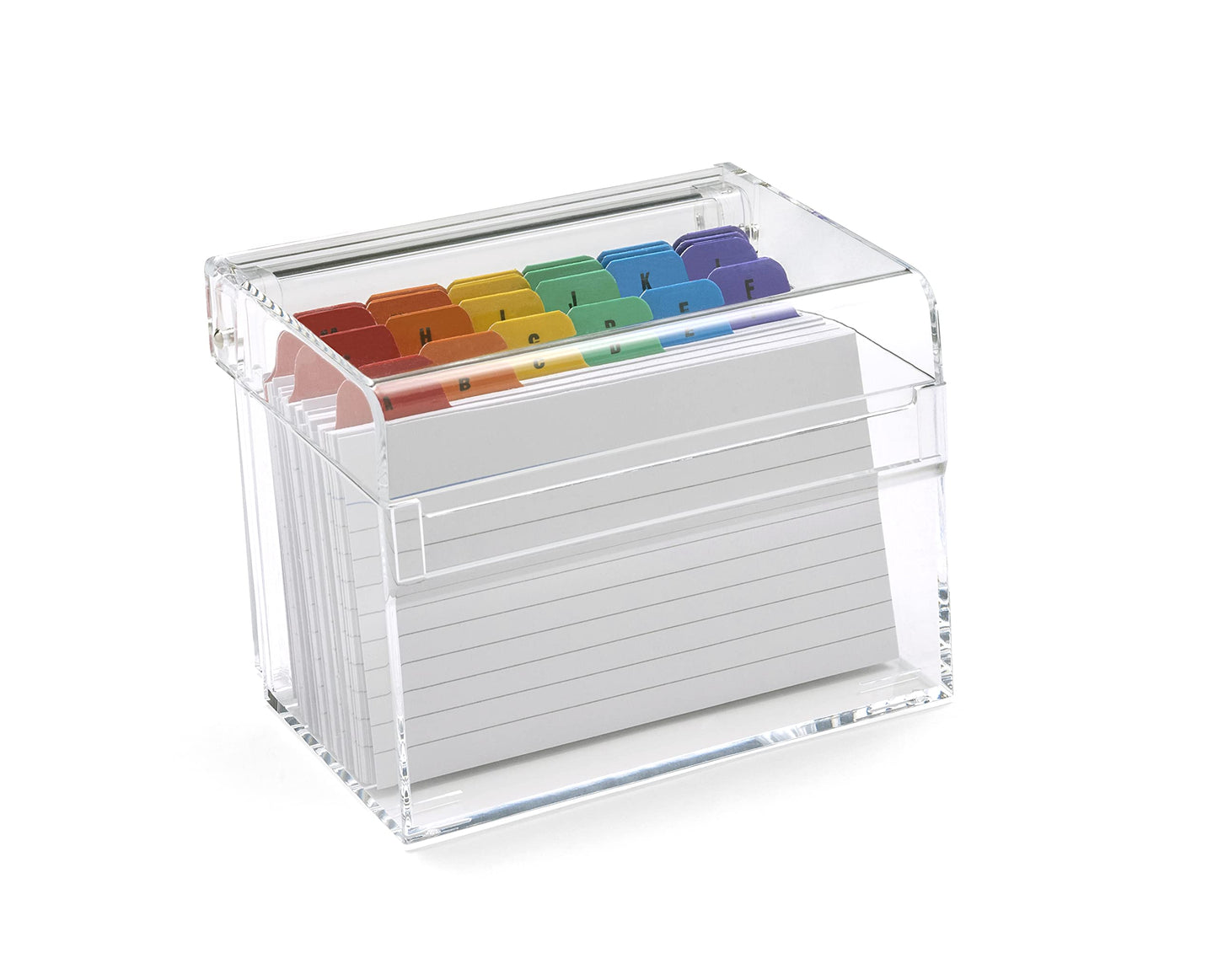 Small Clear Acrylic Index Box with Divider Tabs