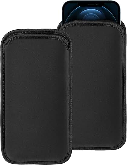 Large Black Neoprene Phone Sleeve for iPhone, Galaxy, Pixel, and More