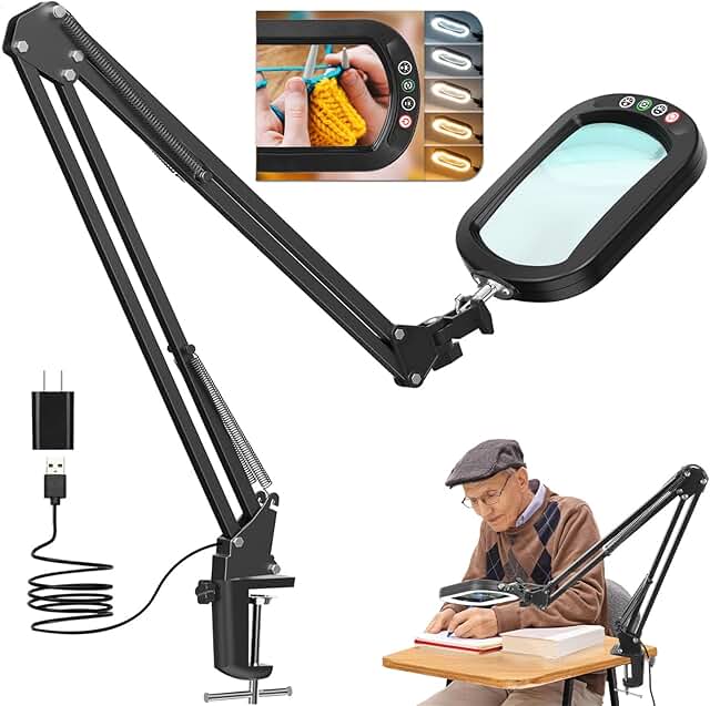 Rectangle Magnifying Glass with Light and Clamp