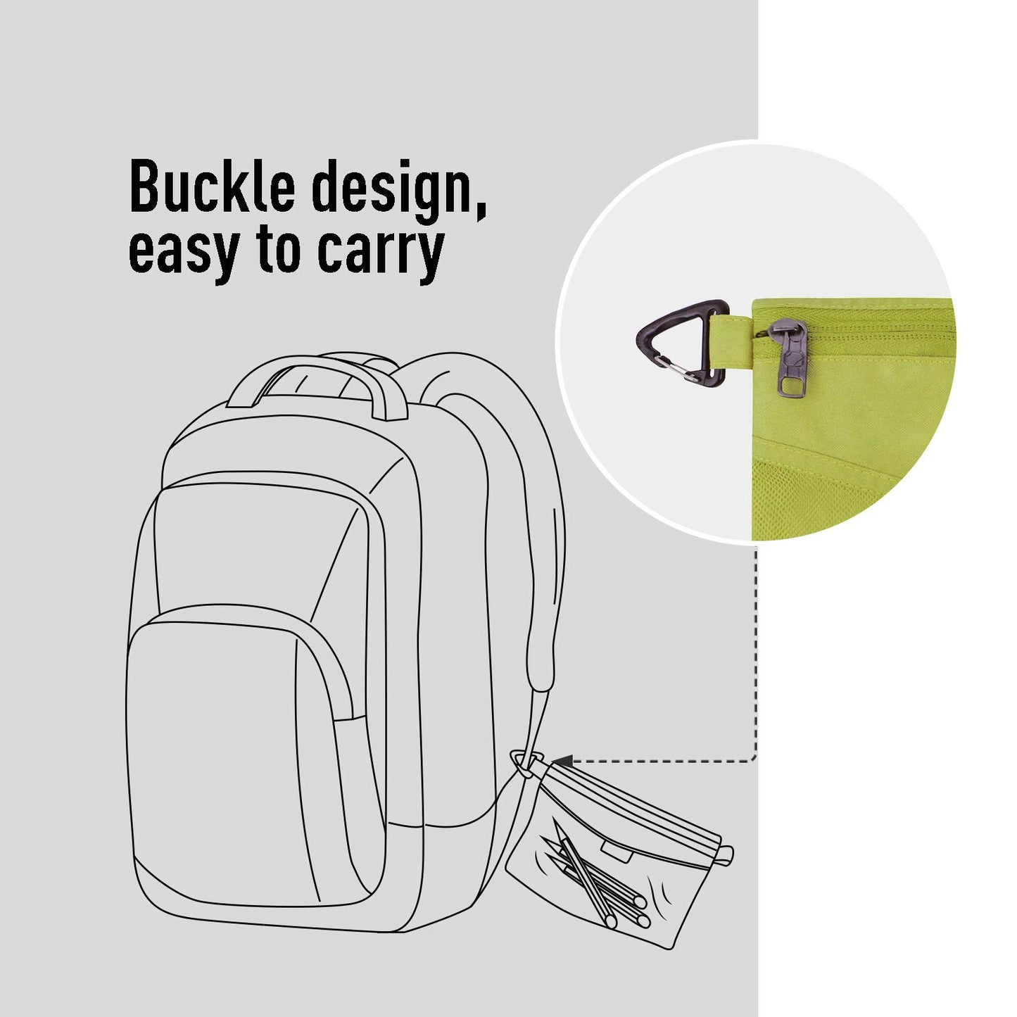 Small green water-resistant mesh zipper pouch for storage and travel