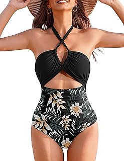 Women's Tummy Control V-Neck One Piece Swimsuit